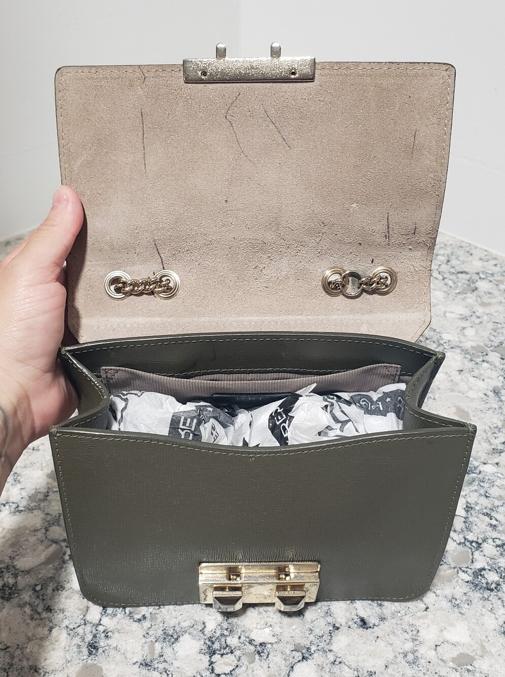 Furla Bella Mini Olive Green Crossbody Bag - Picture 9 of 15